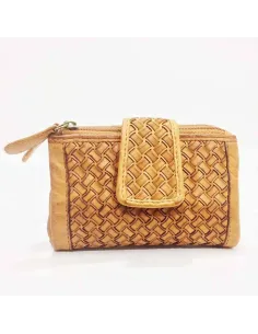 Cartera monedero Mujer original pequeña Cuero Trenzada