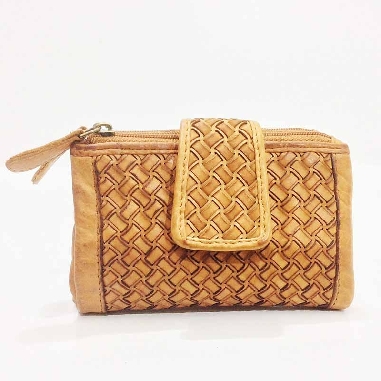 Cartera monedero Mujer original pequeña Cuero Trenzada