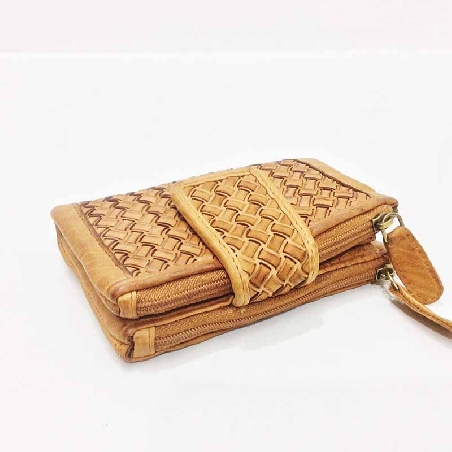 Cartera monedero Mujer original pequeña Cuero Trenzada