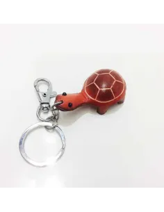 LLavero de Piel Artesanal Animal Tortuga Roja