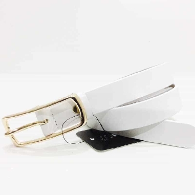 Cinturon Blanco para mujer en Piel Hebilla dorada