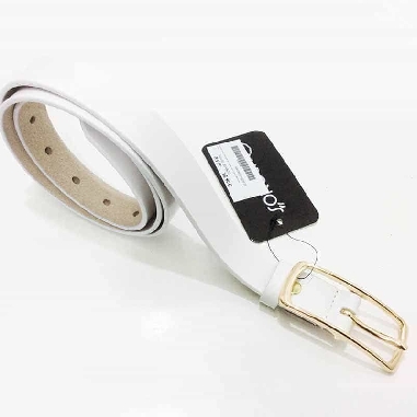 Cinturon Blanco para mujer en Piel Hebilla dorada