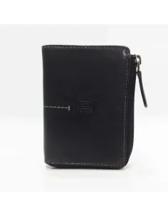 Cartera para hombre de piel Palma con cierre de cremallera Negra
