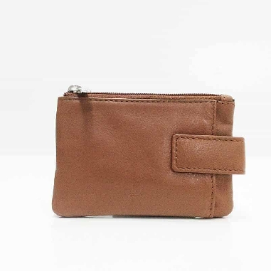 Monedero de Piel Classic con 2 Cremalleras y Trabilla en Cuero