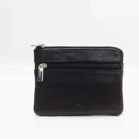 Monedero de Piel Classic con 3 Cremalleras Negro