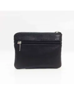 Monedero de Piel Classic con 3 Cremalleras Negro 2