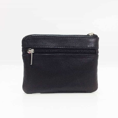 Monedero de Piel Classic con 3 Cremalleras Negro