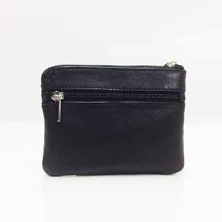 Monedero de Piel Classic con 3 Cremalleras Negro