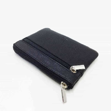 Monedero de Piel Classic con 3 Cremalleras Negro