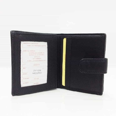 Cartera monedero caja de Piel JL Classic en color Negro