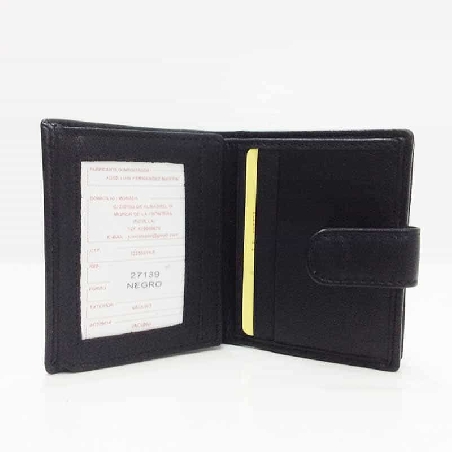 Cartera monedero caja de Piel JL Classic en color Negro
