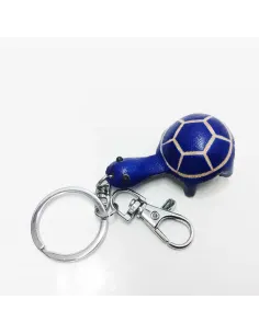 Llavero de Piel Artesanal Animal Tortuga Azul
