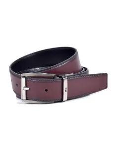 Cinturón reversible Miguel Bellido Piel Burdeos con Negro