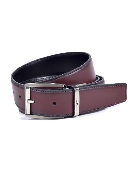 Cinturón reversible Miguel Bellido Piel Burdeos con Negro