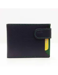 Americana Azul de Piel Ubrique con acabado Verde