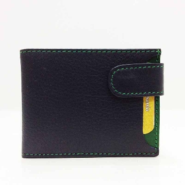 Americana Azul de Piel Ubrique con acabado Verde