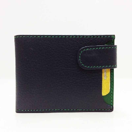 Americana Azul de Piel Ubrique con acabado Verde