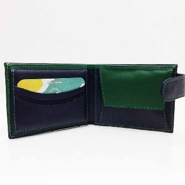 Americana Azul de Piel Ubrique con acabado Verde