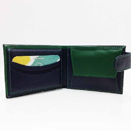 Americana Azul de Piel Ubrique con acabado Verde