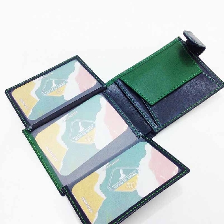Americana Azul de Piel Ubrique con acabado Verde