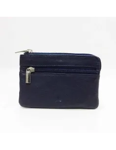 Monedero con tres Cremalleras JL Piel en Azul