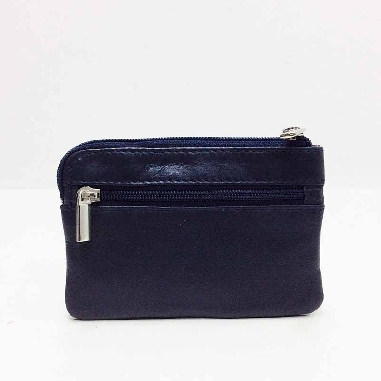 Monedero con tres Cremalleras JL Piel en Azul
