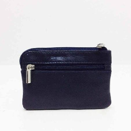 Monedero con tres Cremalleras JL Piel en Azul