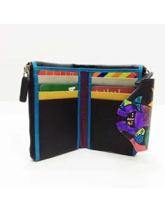 Mini Monedero billetero de Gatos New en color Negro Piel 2