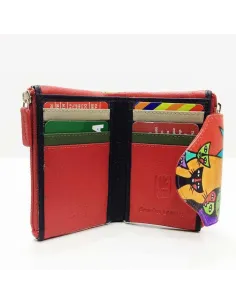 Mini Monedero billetero de Gatos New en color Rojo Piel 2