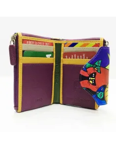 Mini Monedero billetero de Gatos New en color Morado Piel 2