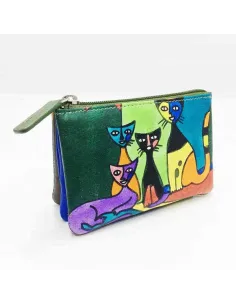 Monedero de Gatos New en color Verde belmonte Piel