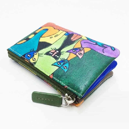 Monedero de Gatos New en color Verde belmonte Piel