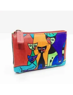Monedero de Gatos New en color Rojo belmonte Piel