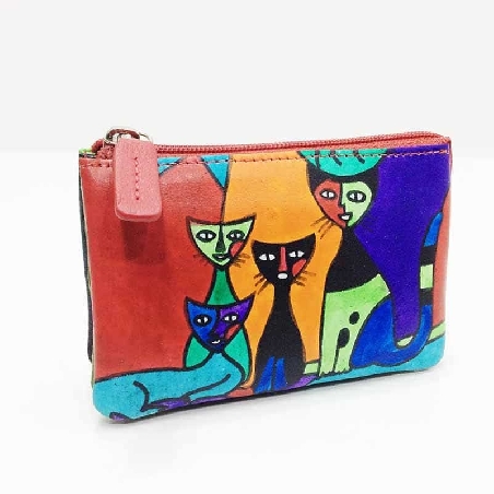 Monedero de Gatos New en color Rojo belmonte Piel