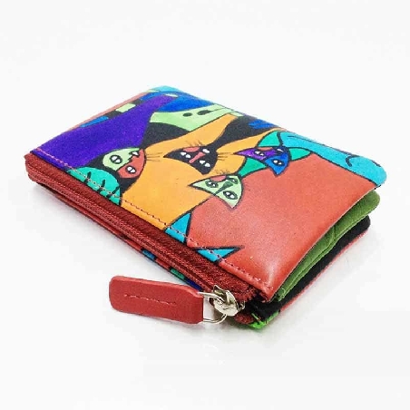 Monedero de Gatos New en color Rojo belmonte Piel