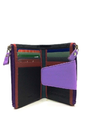 Mini Billetero de Piel Suave Belmonte color Violeta