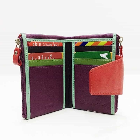 Mini Billetero de Piel Suave Belmonte color Morado