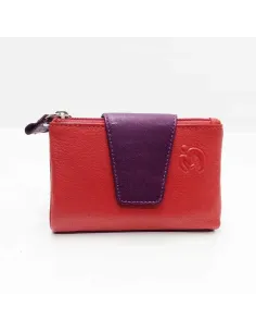 Mini Billetero de Piel Suave Belmonte color Rojo