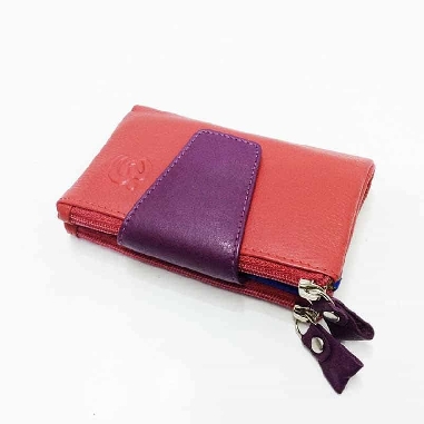 Mini Billetero de Piel Suave Belmonte color Rojo