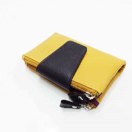 Mini Billetero de Piel Suave Belmonte color Mostaza