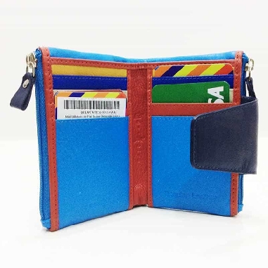 Mini Billetero de Piel Suave Belmonte color Azul