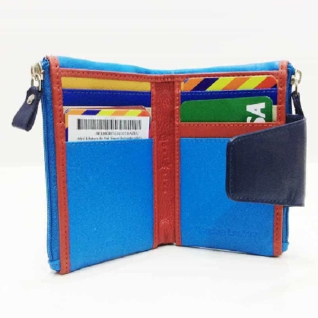 Mini Billetero de Piel Suave Belmonte color Azul