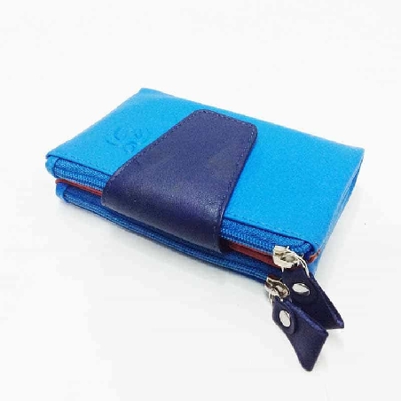 Mini Billetero de Piel Suave Belmonte color Azul