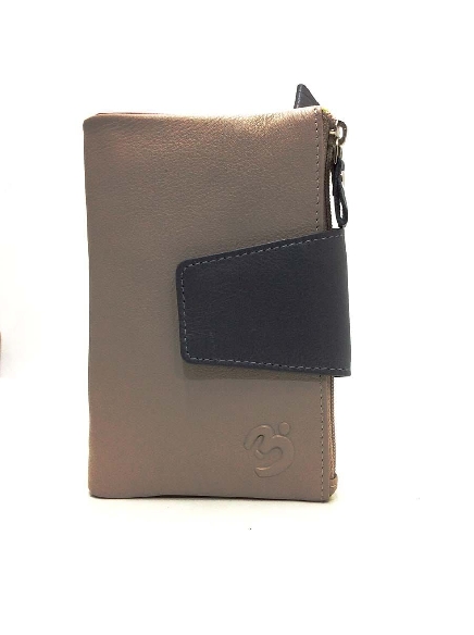 Billetero Belmonte de Piel Suave color Taupe Mediano