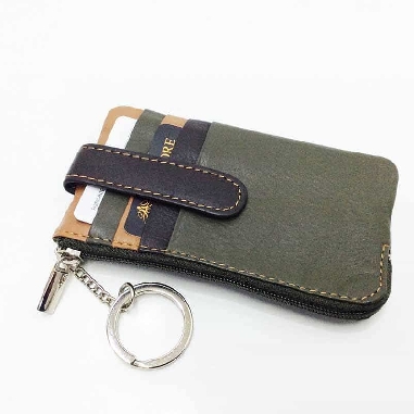 Monedero Tarjetero de Piel Verde Gutiore