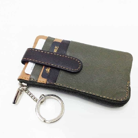 Monedero Tarjetero de Piel Verde Gutiore