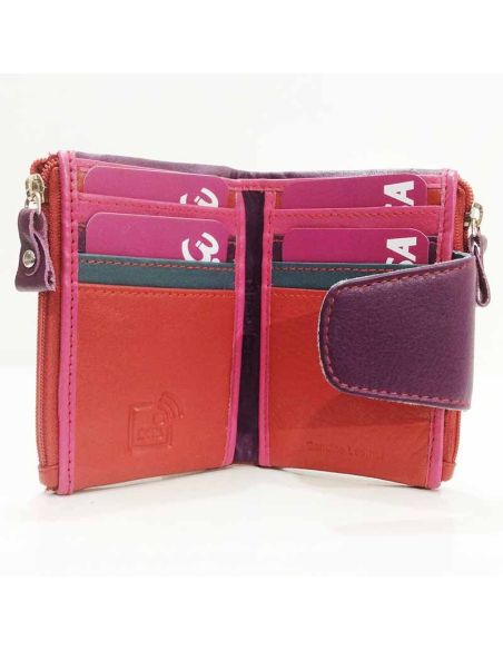 Monedero para mujer de Piel Suave color Rojo Belmonte RFID