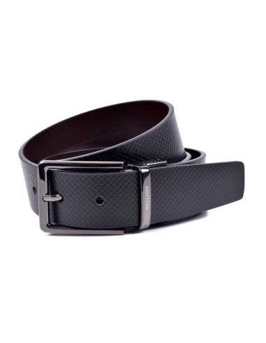 Cinturón reversible para hombre color Negro grabado con Marrón liso