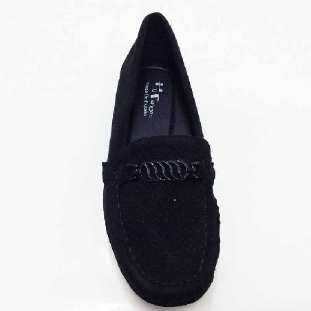 Mocasin para Mujer en color Negro acabado picado
