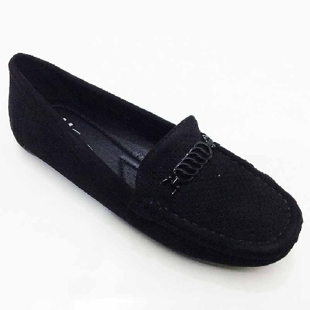 Mocasin para Mujer en color Negro acabado picado